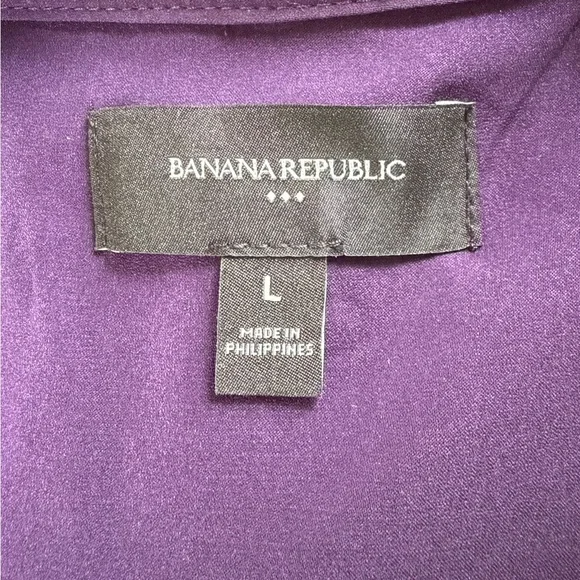 Banana Republic Purple Pleated Front Button Down Blouse - Picture 5 of 5
